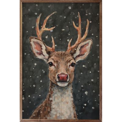 Reindeer With A Red Nose Framed Wall Art