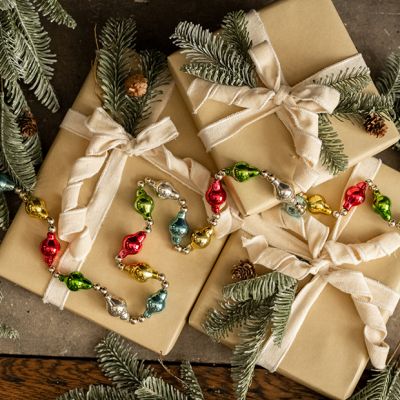 Retro Christmas Multicolor Glass Beaded Garland