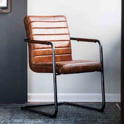 Retro Farmhouse Leather Club Chair