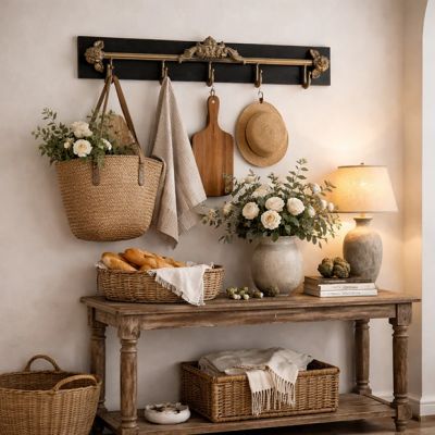 Retro Floral Wall Hook Rack