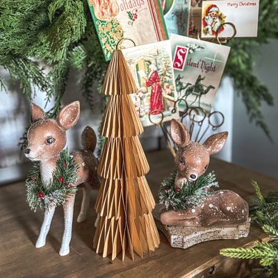 Retro Inspired Deer With Wreath