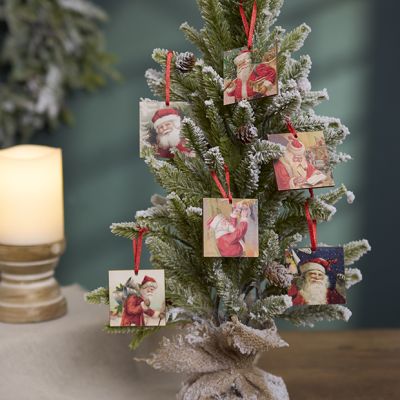 Retro Santa Mini Ornaments Set of 12