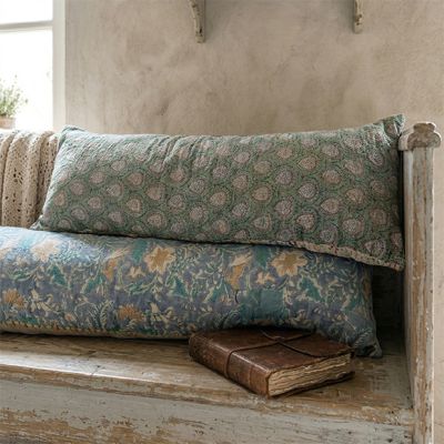 Reversible Cotton Kantha Lumbar Pillows Set of 2