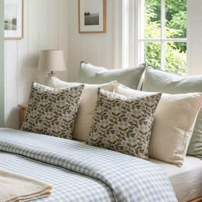 Reversible Floral Print Square Accent Pillow