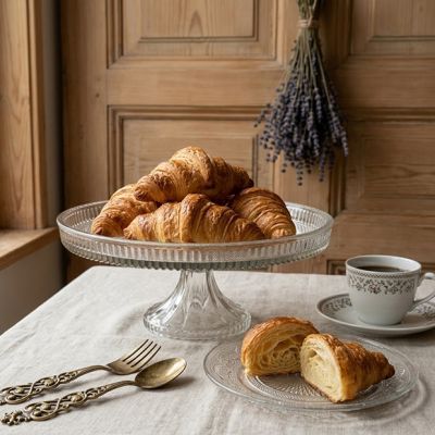 Ribbed Glass Pedestal Cake Stand