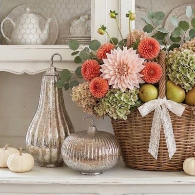 Ribbed Mercury Glass Harvest Pumpkin