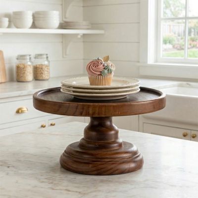 Rich Brown Wood Pedestal Riser