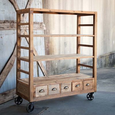 Rolling Factory Style Shelves