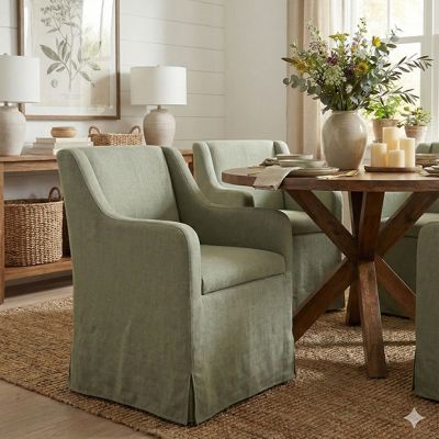 Rolling Linen Upholstered Dining Chair
