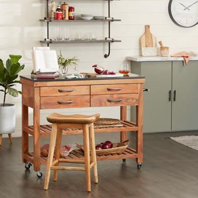 Rolling Marble Top Kitchen Island