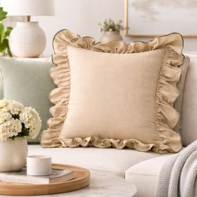 Romantic Cottage Ruffled Throw Pillow