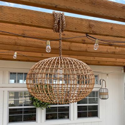 Rope Hanging Wicker Pendant Light