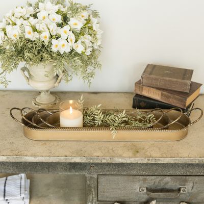 Rope Trim Gold Metal Trays Set of 3