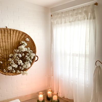Rosette Embellished Tab Top Curtain Panel