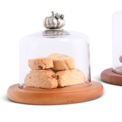 Round Cheese Board With Pumpkin Cloche 6.5 Inch