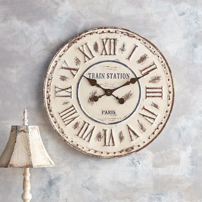 Round Metal Train Station Clock