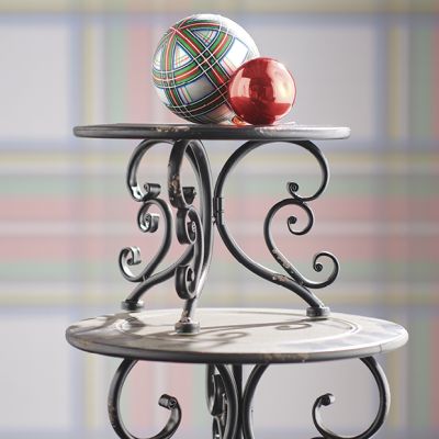 Round Ornate Distressed Metal Riser Set of 2