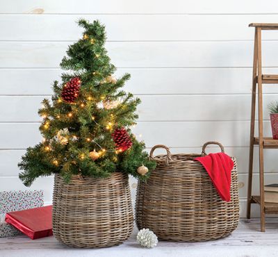 Round Rattan Storage Basket Set of 2