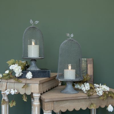 Round Riser With Wire Cloche Set of 2