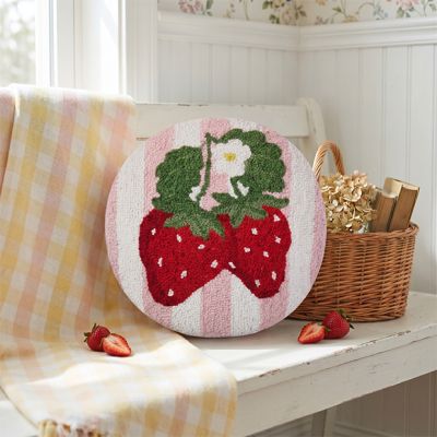 Round Strawberry Striped Hook Pillow