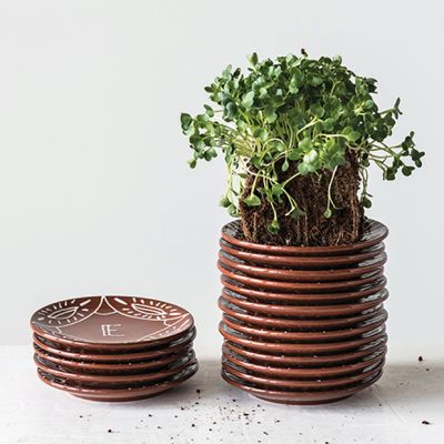 Round Terracotta Monogram Dish Collection Set of 18
