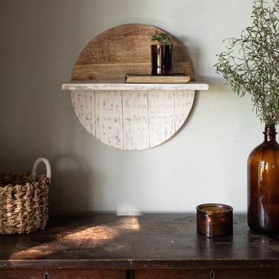 Round Wood Two Tone Wall Shelf