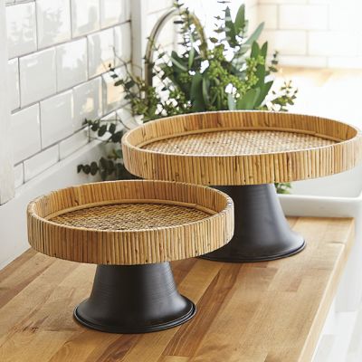 Round Woven Display Pedestal Set of 2