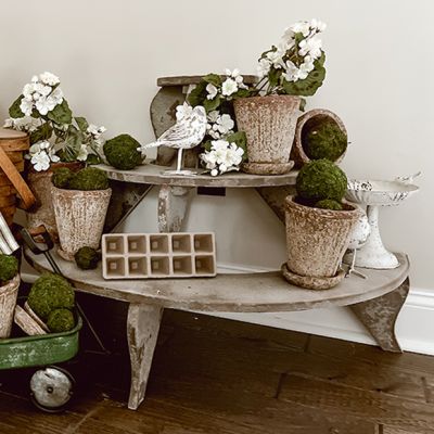 Rounded Tiered Wood Plant Stand