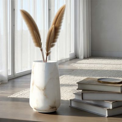 Rounded White Alabaster Vase