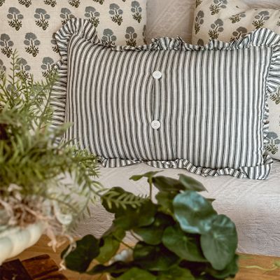Ruffle Edge Striped Pillow