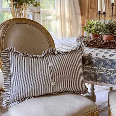 Ruffle Edge Striped Pillow