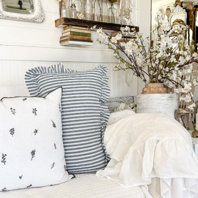 Ruffle Edge Striped Pillow