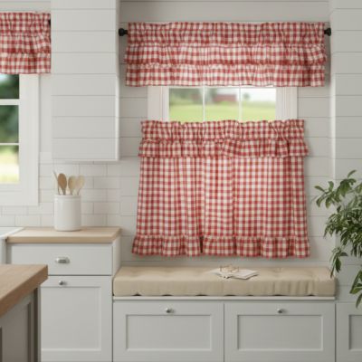 Ruffled Buffalo Check Tier Curtain Set of 2