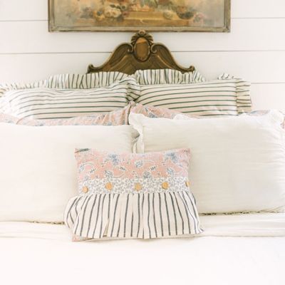 Ruffled Country Cottage Floral Accent Pillow