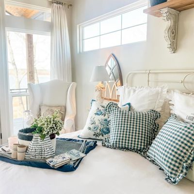 Ruffled Edge Cotton Check Throw Pillow