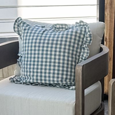 Ruffled Edge Cotton Check Throw Pillow