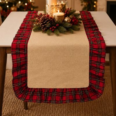 Ruffled Edge Tartan Plaid Table Runner