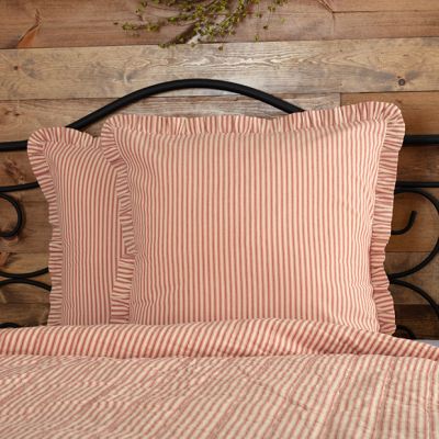 Ruffled Farmhouse Ticking Stripe Euro Sham