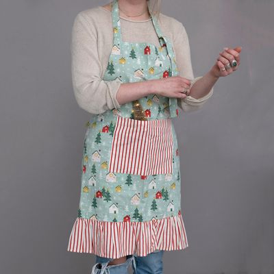 Ruffled Festive Holiday Christmas Apron