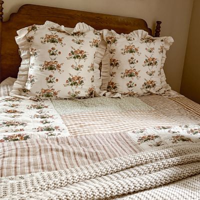 Ruffled Floral Cotton Euro Sham