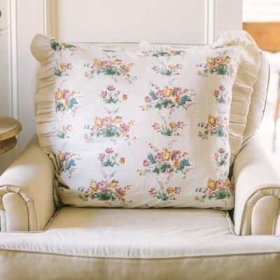 Ruffled Floral Cotton Euro Sham