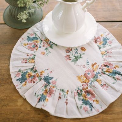 Ruffled Floral Cotton Placemat Set of 6