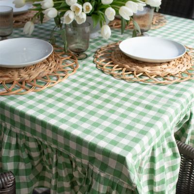 Ruffled Green Gingham Tablecloth