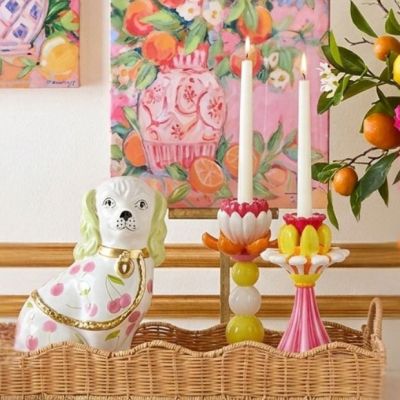 Ruffled Spring Candlestick Set of 2