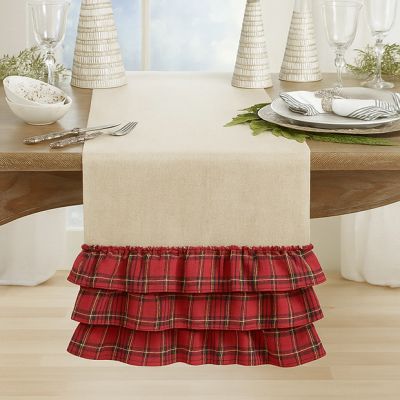 Ruffled Tartan Plaid Table Runner