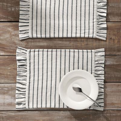 Ruffled Ticking Stripe Placemat Set of 2