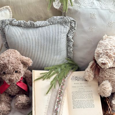 Ruffled Ticking Stripe Throw Pillow