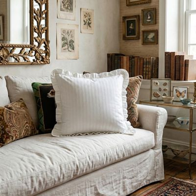 Ruffled Tone on Tone Ticking Stripe Euro Sham