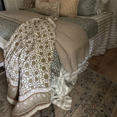 Rust Floral Block Print Quilted Throw