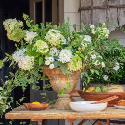 Rustic Aged Metal Urn Planter
